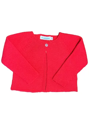 Garter Stitch One Button Cardigan, Red