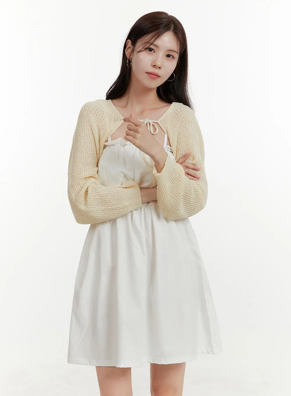 Hollow Out Hooded Knit Bolero OY409