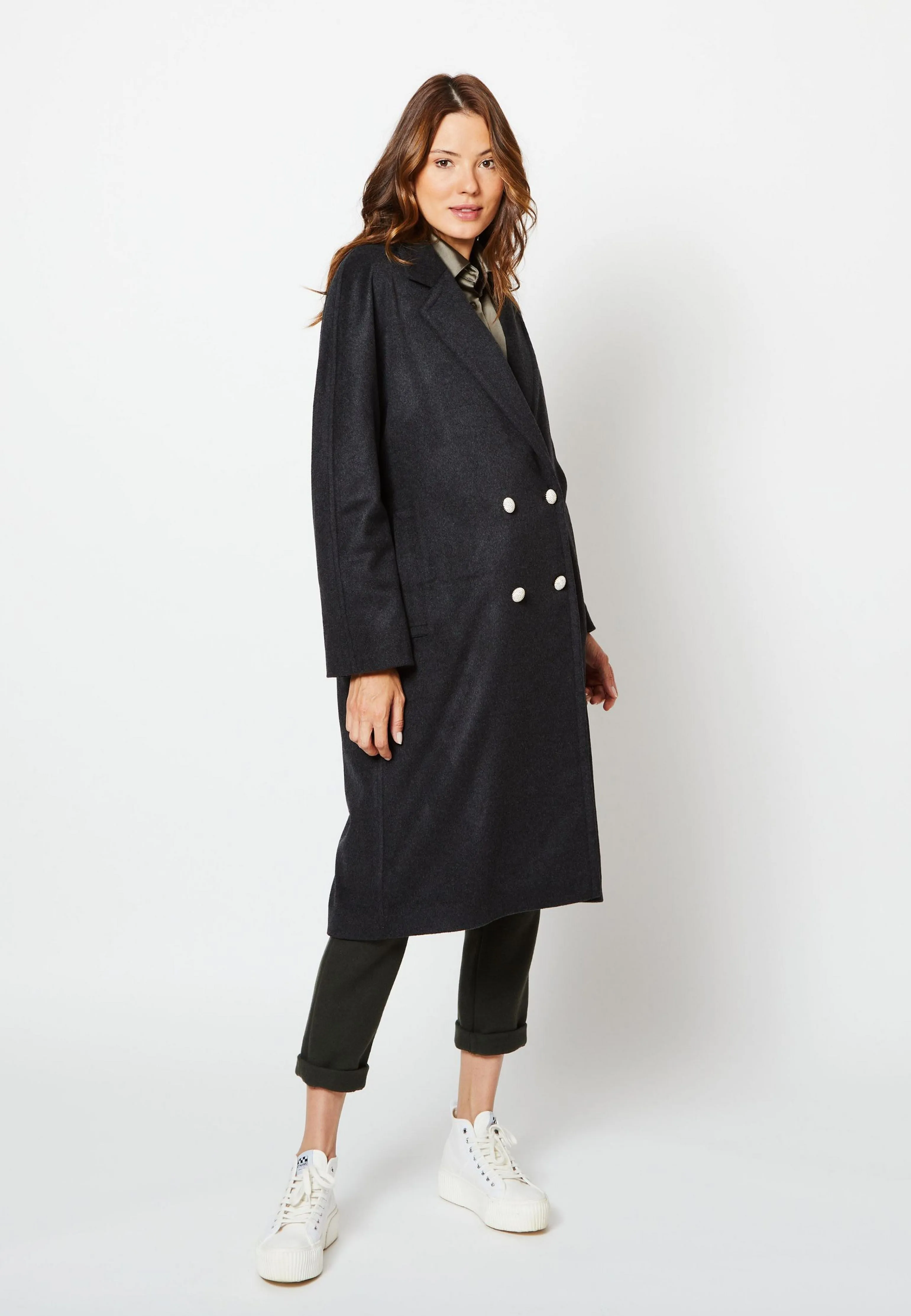 MANTEAU PAULA LAINE CACHEMIRE UPCYCLÉE GRIS