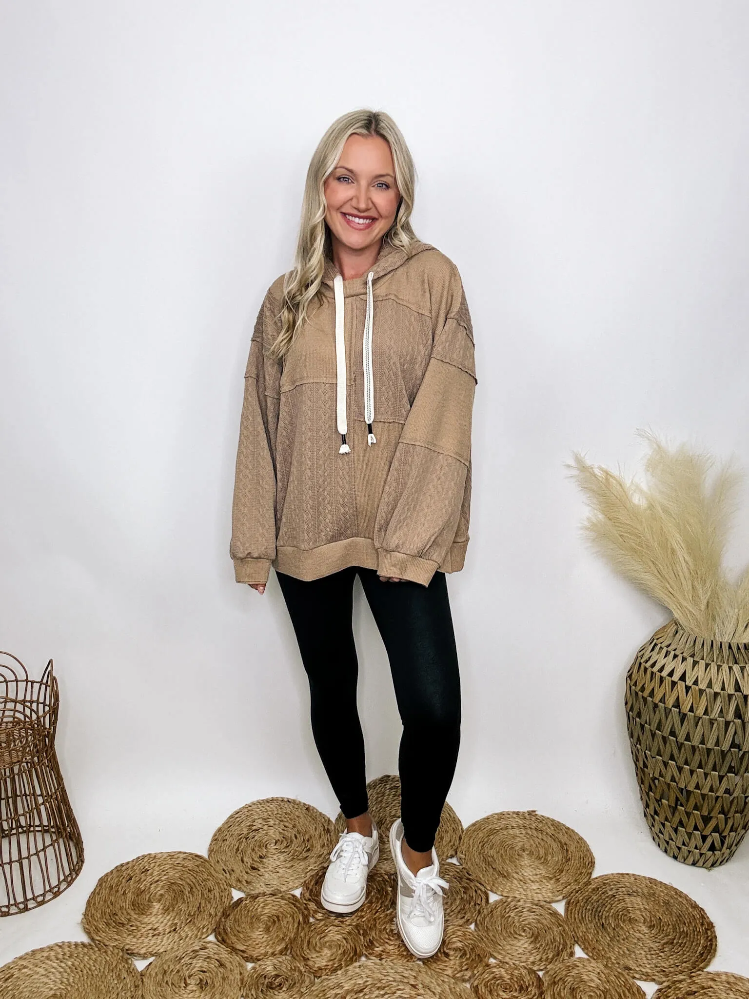 Mocha Patchwork Oversized Hoodie