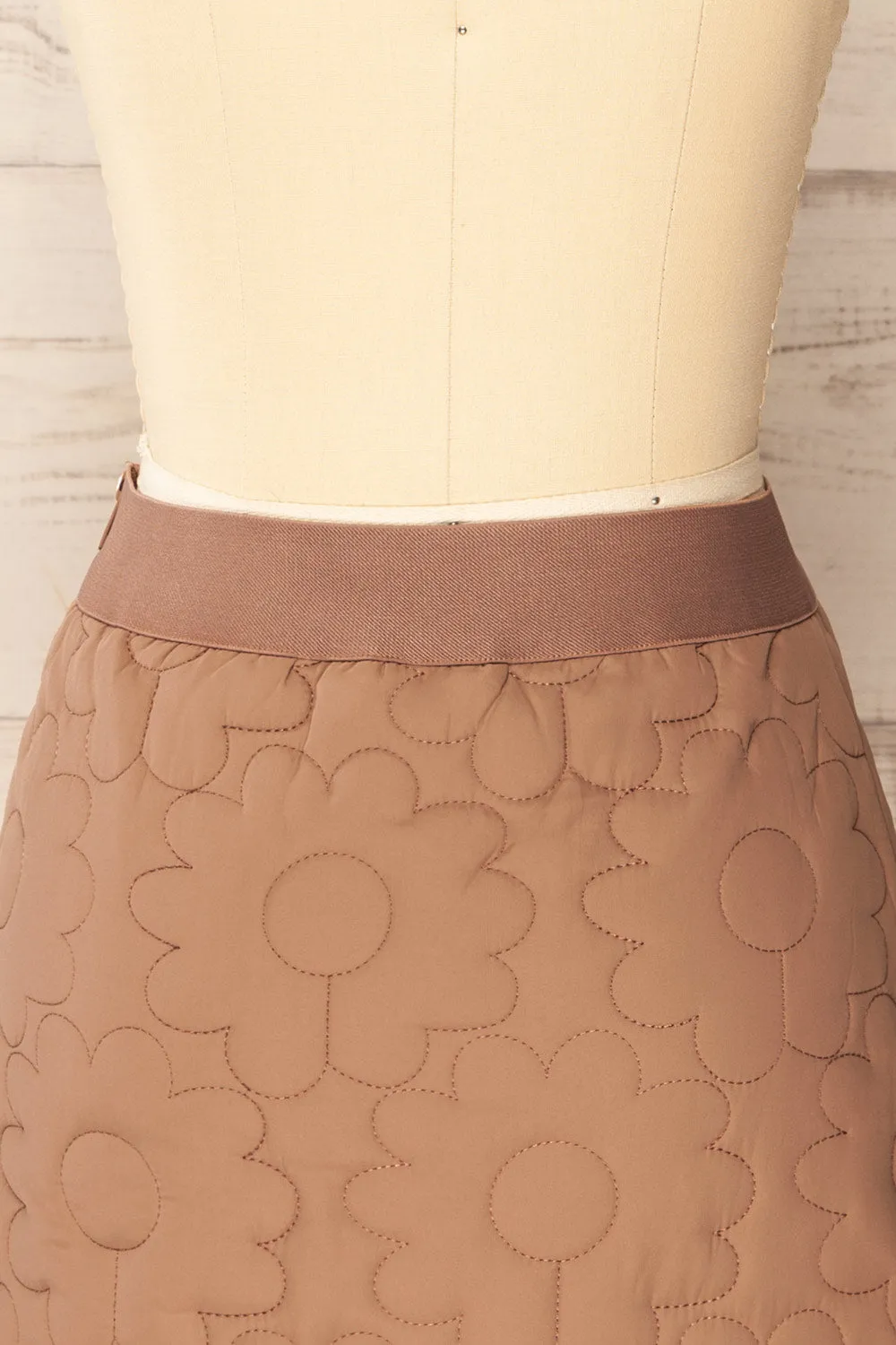 Morlaix | Floral Quilted Taupe Skirt