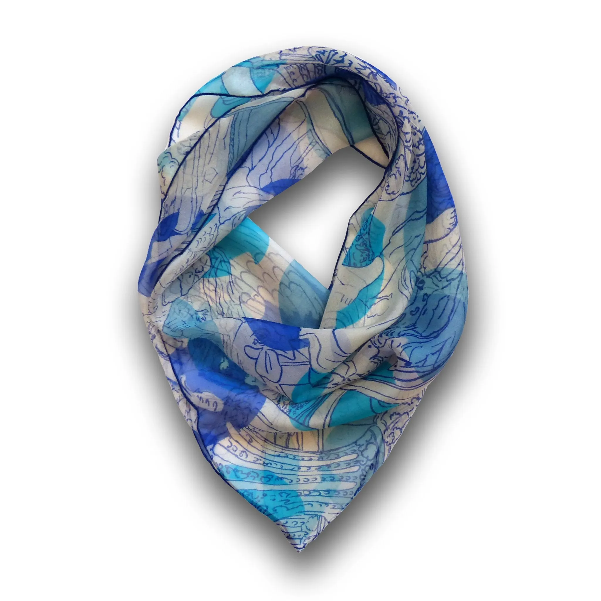 Silk Chiffon Scarf (65cm) - Muse Blue