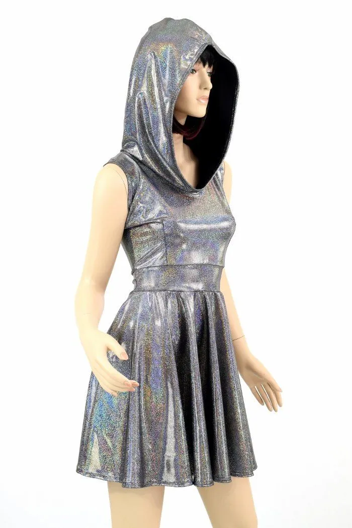 Silver Hoodie Skater Dress