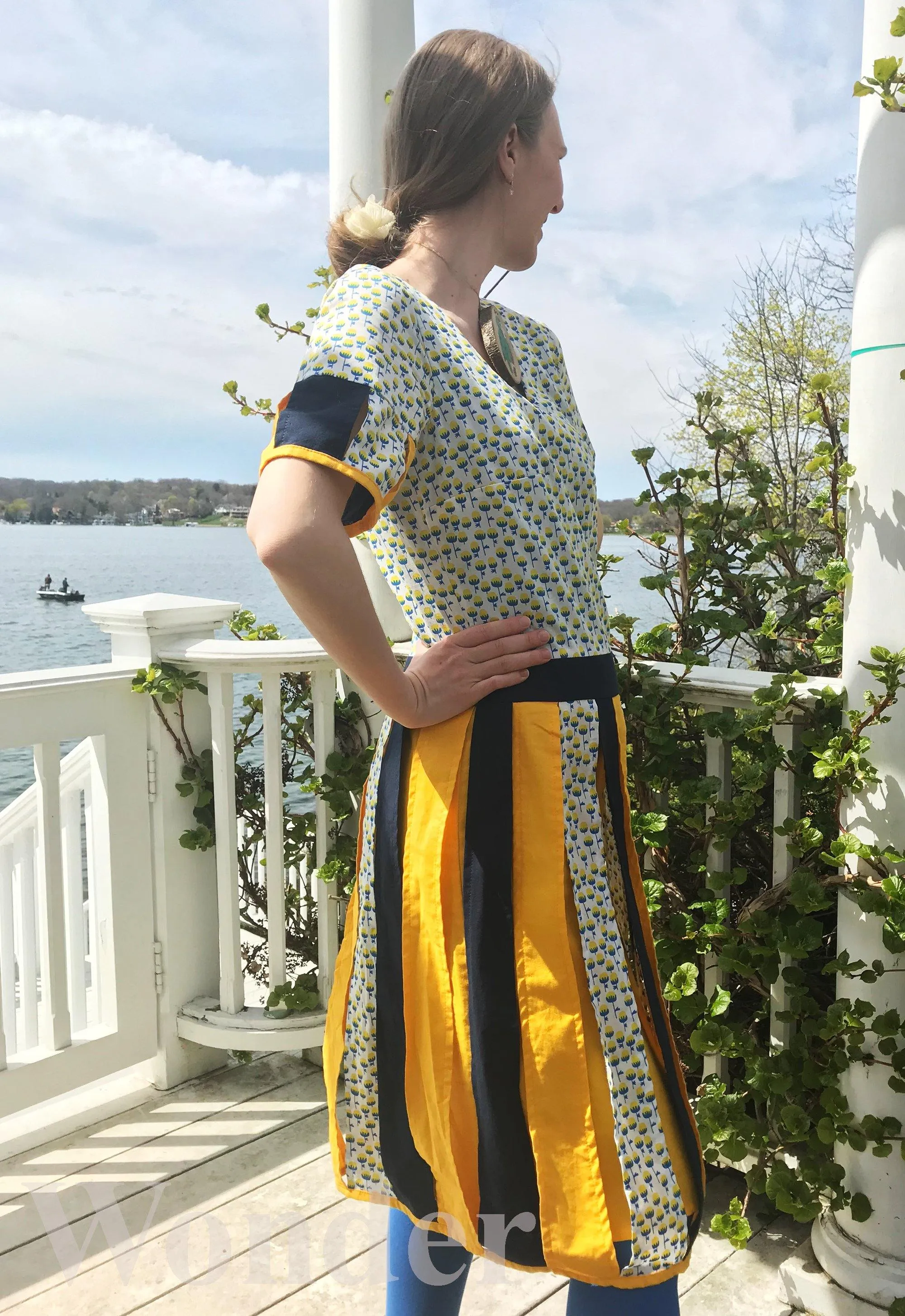 Women's Yellow-Blue Stripe Dress